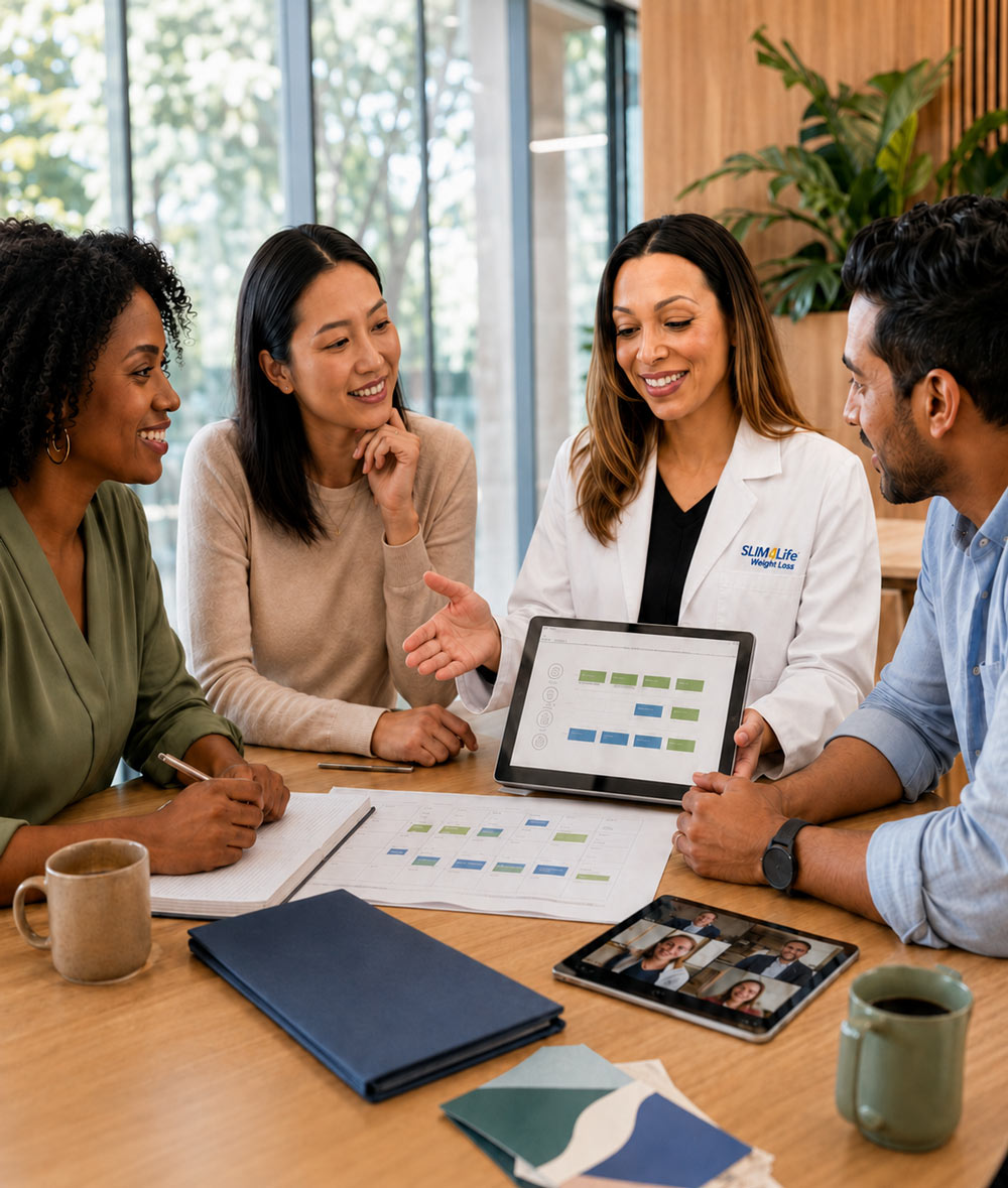 Give-Employees-More-Ways-to-Invest-in-Their-Health-2 HR manager reviewing the Slim4Life Company Wellness program